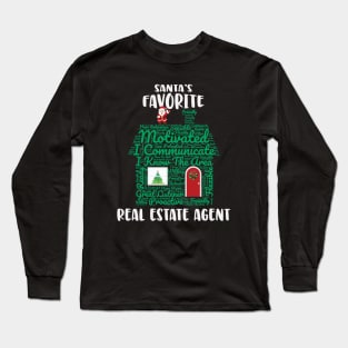 Santas Favorite Real Estate Agent Christmas Word Cloud Long Sleeve T-Shirt